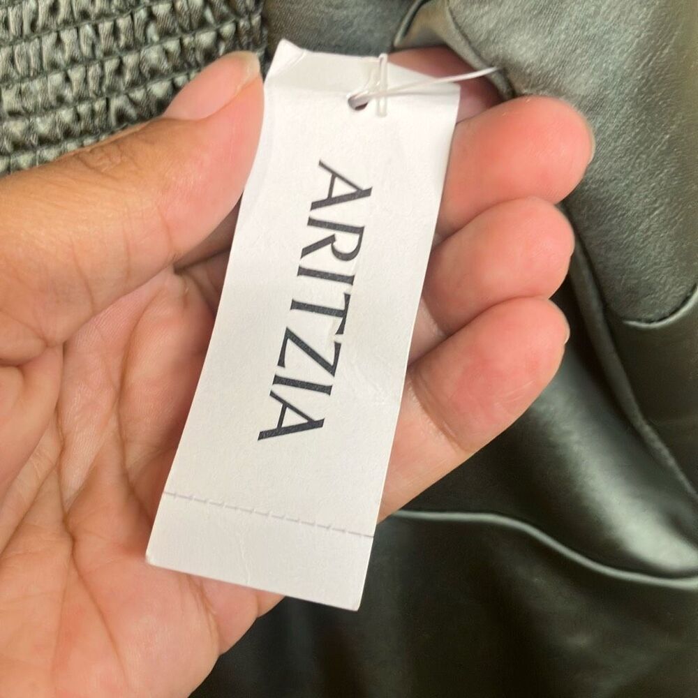 505. Wilfred aritzia Madelyn square neck Smokey sage green dress Sz 10 #120025 - Picture 11 of 16